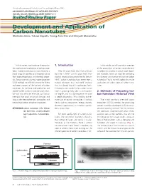 Development and Application of Carbon Nanotubes Development