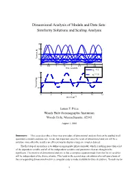 Dimensional Analysis of Models and Data Sets: Similarity Solutions and Scaling Analysis
