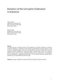 Dynamics of the Corruption Eradication in Indonesia