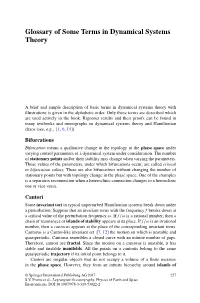 Glossary of Some Terms in Dynamical Systems Theory