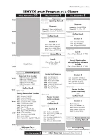 ISMYCO 2016 Program at a Glance ISMYCO 2016 Program at a Glance !"#$%&'(")*"+% !" ,-.$%/"0")*"+% # 1+2$%/"0")*"+% $