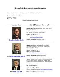 Kansas State Representatives and Senators