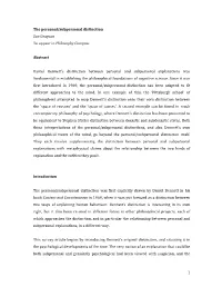 The Personal/Subpersonal Distinction Zoe Drayson to Appear in Philosophy Compass