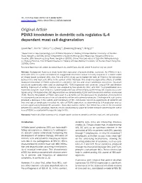 Original Article PDIA3 Knockdown in Dendritic Cells Regulates IL-4 Dependent Mast Cell Degranulation