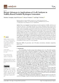 Recent Advances in Applications of Co-B Catalysts in Nabh4-Based Portable Hydrogen Generators