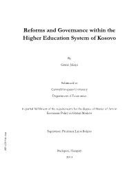Reforms and Governance Within the Higher Education System of Kosovo