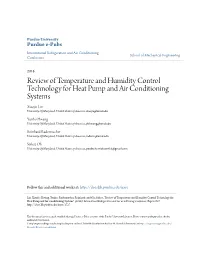Review of Temperature and Humidity Control Technology for Heat Pump and Air Conditioning Systems