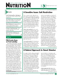 Salt Sensitivity, They Have Identified Vari- Food Choices