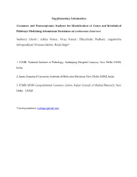 Supplementary Information Genomice and Transcriptomic Analysis