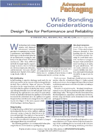 Wire Bonding Considerations Design Tips for Performance and Reliability