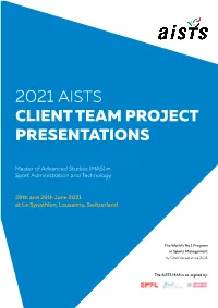 2021 Aists Client Team Project Presentations