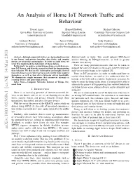 An Analysis of Home Iot Network Traffic and Behaviour