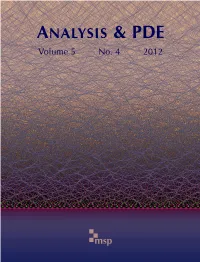 Analysis & PDE Vol. 5 (2012)