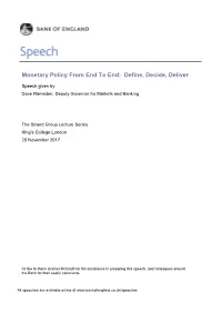 David Ramsden: Monetary Policy from End To