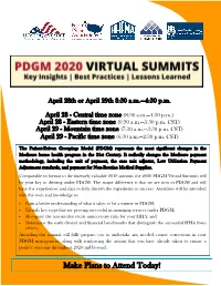 Make Plans to Attend Today! PDGM 2020 Virtual Summits — Program Descriptions