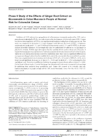 Phase II Study of the Effects of Ginger Root Extract on Eicosanoids in Colon Mucosa in People at Normal Risk for Colorectal Cancer