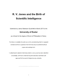 R. V. Jones and the Birth of Scientific Intelligence