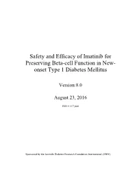 Safety and Efficacy of Imatinib for Preserving Beta-Cell Function in New- Onset Type 1 Diabetes Mellitus