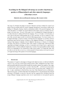 Searching for the Bilingual Advantage in Executive Functions in Speakers of Hunsrückisch and Other Minority Languages: a Literature Review