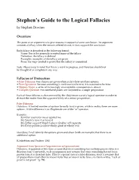 Stephen's Guide to the Logical Fallacies