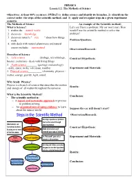 Steps in the Scientific Method Observation/Research