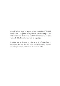 This Pdf of Your Paper in Aegean Scripts, Proceedings of the 14Th International Colloquium on Mycenaean Studies Belongs to the P