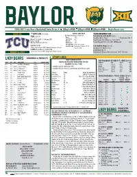 2020-2021 Lady Bears Basketball Game Notes • @Baylorwbb @Baylorwbb @Baylorwbb Baylorbears.Com