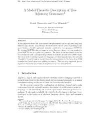 A Model-Theoretic Description of Tree Adjoining Grammars 1
