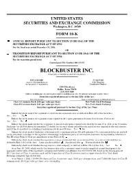 BLOCKBUSTER INC. (Exact Name of Registrant As Specified in Its Charter)