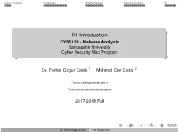 Malware Analysis Bahcesehir University Cyber Security Msc Program