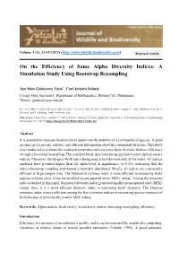 On the Efficiency of Some Alpha Diversity Indices: a Simulation Study Using Bootstrap Resampling
