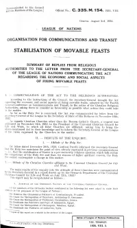 Stabilisation of Movable Feasts