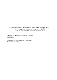 A Preliminary List of the Flora and Significant Flora of the Yalgorup National Park