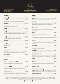 Mains Starters Salads