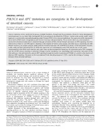 PIK3CA and APC Mutations Are Synergistic in the Development of Intestinal Cancers