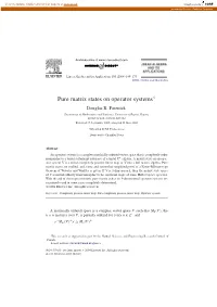 Pure Matrix States on Operator Systemsୋ Douglas R