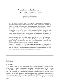 Quotations and Allusions in C. S. Lewis, the Four Loves