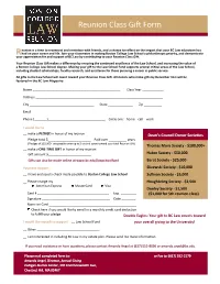 Reunion Class Gift Form