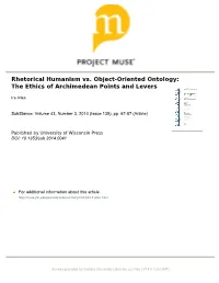 Rhetorical Humanism Vs. Object-Oriented