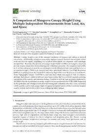 A Comparison of Mangrove Canopy Height Using Multiple Independent Measurements from Land, Air, and Space