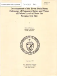 Development of the Town Data Base: Estimates of Exposure Rates and Times of Fallout Arrival Near the Nevada Test Site