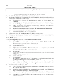 Questions and Answers Are As Supplied to Hansard. QUESTIONS