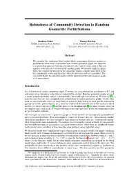 Robustness of Community Detection to Random Geometric Perturbations