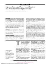 Superior Laryngeal Nerve Identification and Preservation in Thyroidectomy