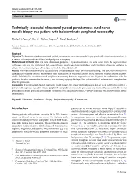 Technically Successful Ultrasound-Guided Percutaneous Sural Nerve Needle Biopsy in a Patient with Indeterminate Peripheral Neuropathy