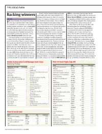 Backing Winners Ing the Odds Rather Than Trying to Find the Next Others (See Page 34)