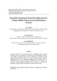 Dragonfly Optimization Based Reconfiguration for Voltage Stability Enhancement in Distribution Systems