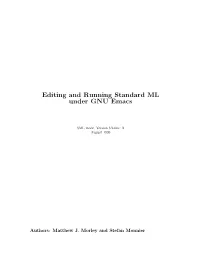 Editing and Running Standard ML Under GNU Emacs