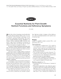 Essential Nutrients for Plant Growth: Nutrient Functions and Deficiency Symptoms