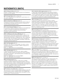 Mathematics (MATH) 1